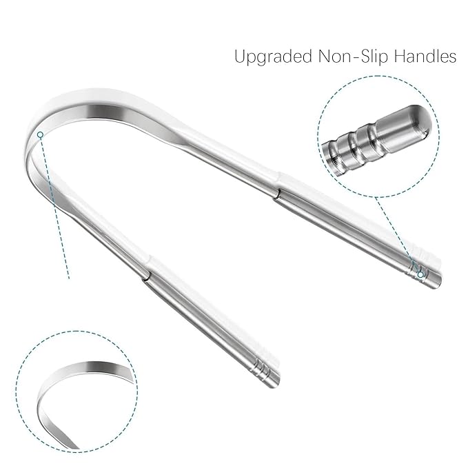 Four-person family set Premium Stainless Steel Tongue Scraper Set, 4 Pack Metal Oral Cleaners for Adults, Professional Dental Hygiene Tools, 5.8 Inch Length