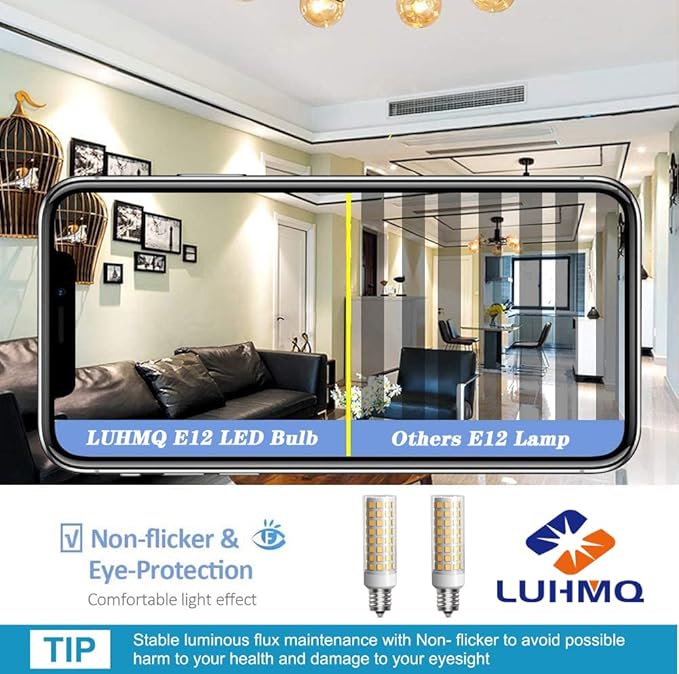 3 Pack E12 LED Candelabra C7 Chandelier C37 Fan Light Bulbs Kx-2000 Bulbrite Replacement, 7W Equivalent to 70W Incandescent, 700LM AC120V (Warm White 3000K)