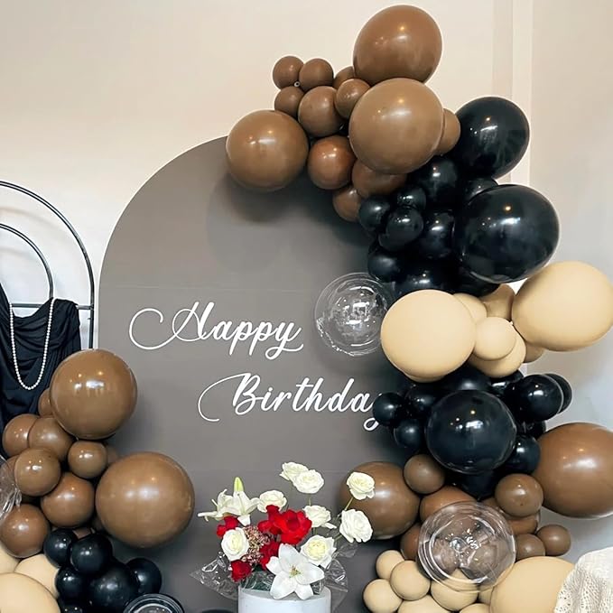 Brown Black Nude Balloon Garland Arch Kit, 160Pcs Latex Balloons Different Size 18 12 10 5 inch for Birthday Bridal Baby Shower Gender Reveal Wedding Retirement Party Decorations