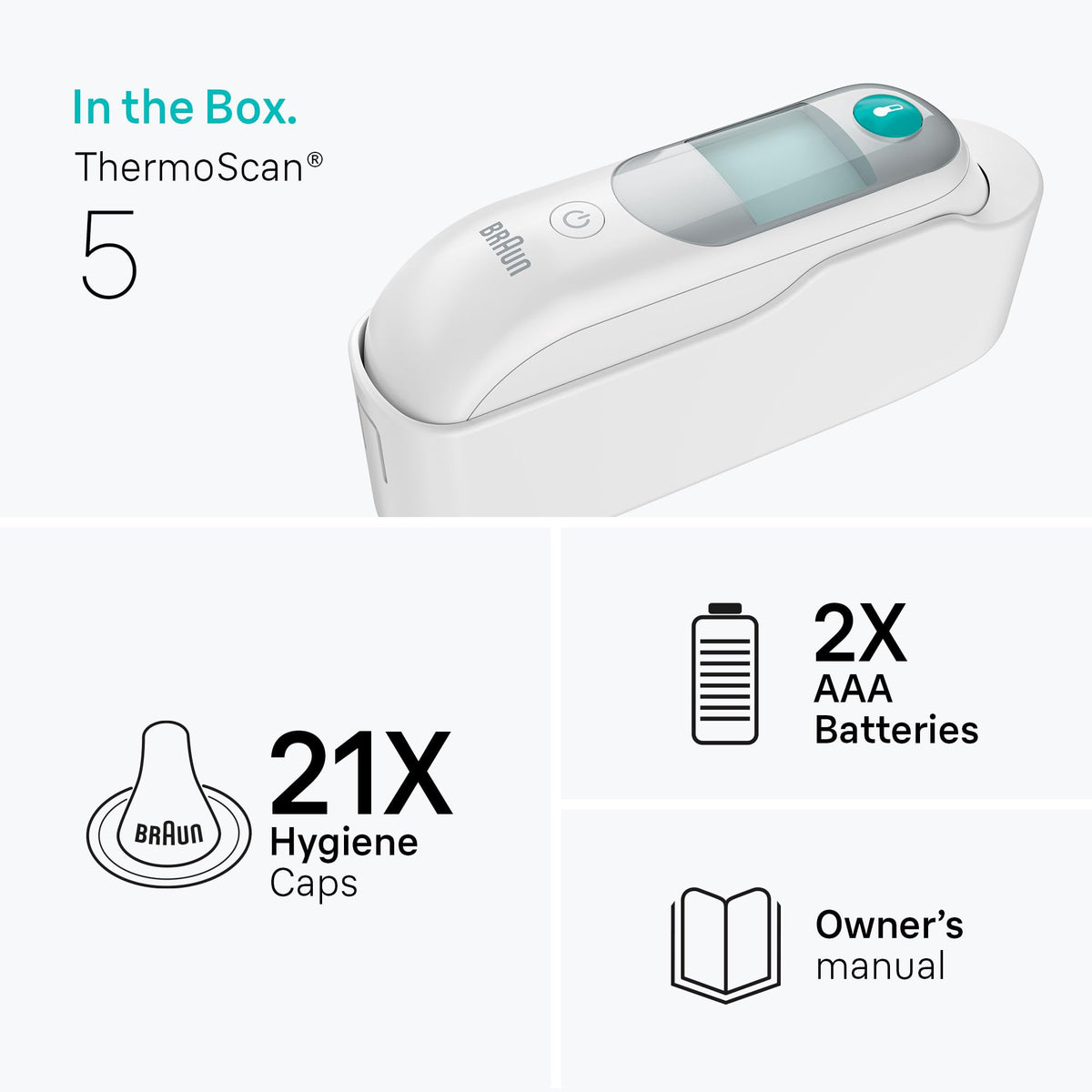 Braun ThermoScan 5 Ear Thermometer, Digital Display, Baby and Infant Thermometer with ExacTemp Stability Indicator for Professional Accuracy, Recommended by Pediatricians