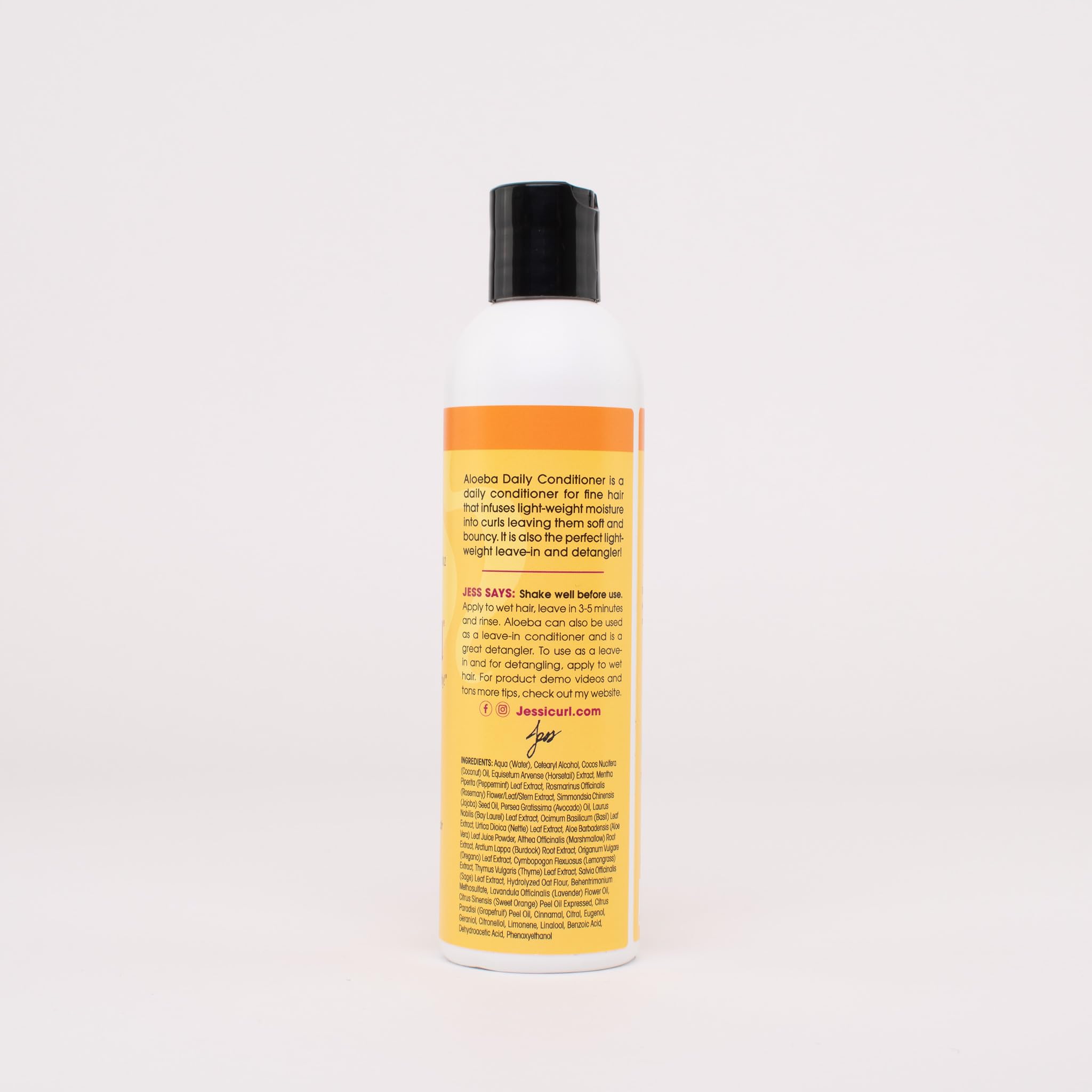 Jessicurl, Aloeba Daily Conditioner for Curly Hair, Citrus Lavender, 8 Fl oz. Leave in Conditioner and Hair Detangler for Fine Hair