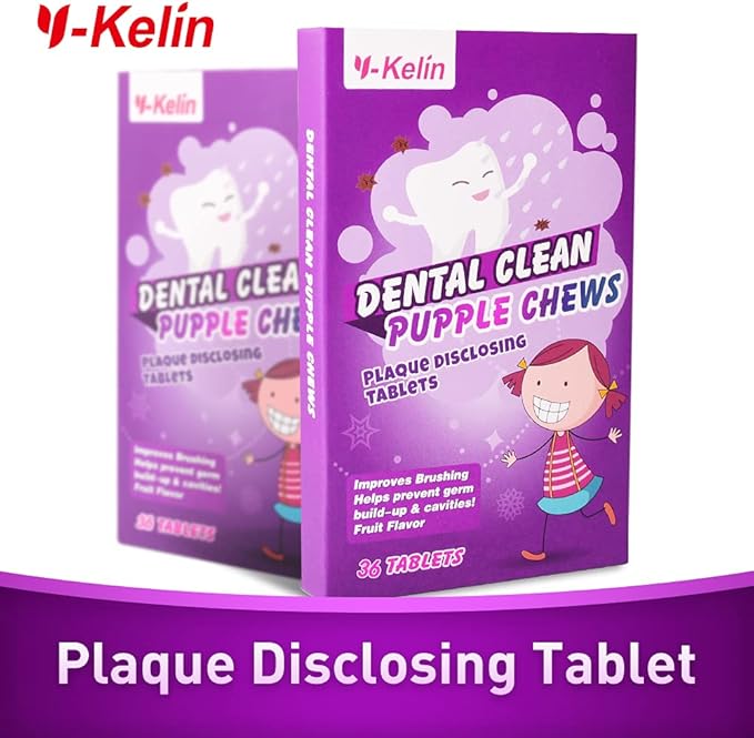 Dental Plaque Disclosing Tablets for Kids & Adults - Showing Plaque by Changing Color - Helps Teach Brushing Habits for Clean Teeth - 36 Count