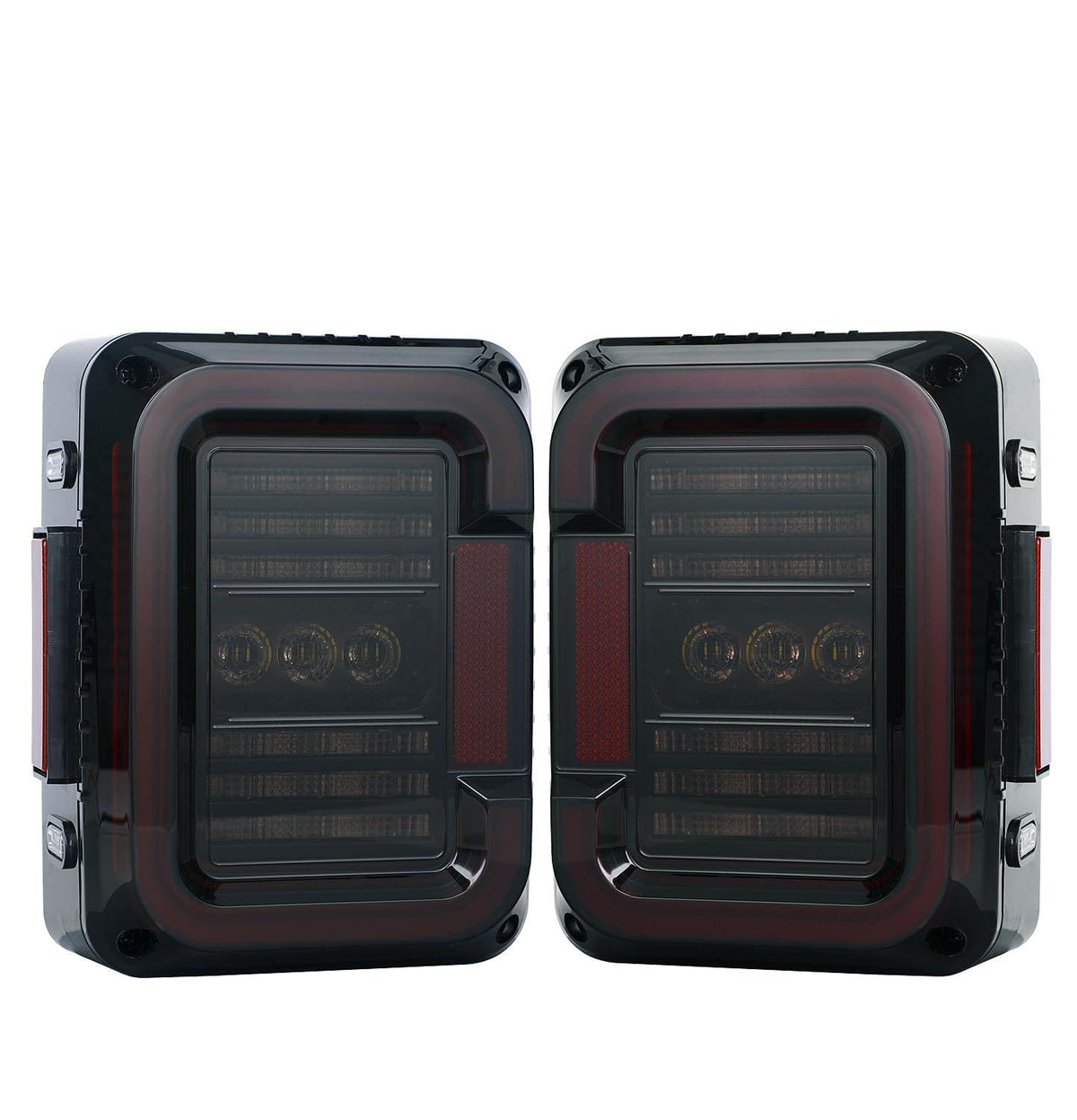 AUDEXEN ?Euro Version ?LED Tail Lights Compatible with Jeep Wrangler JK JKU 2007-2018?Smoked Lens?Pair