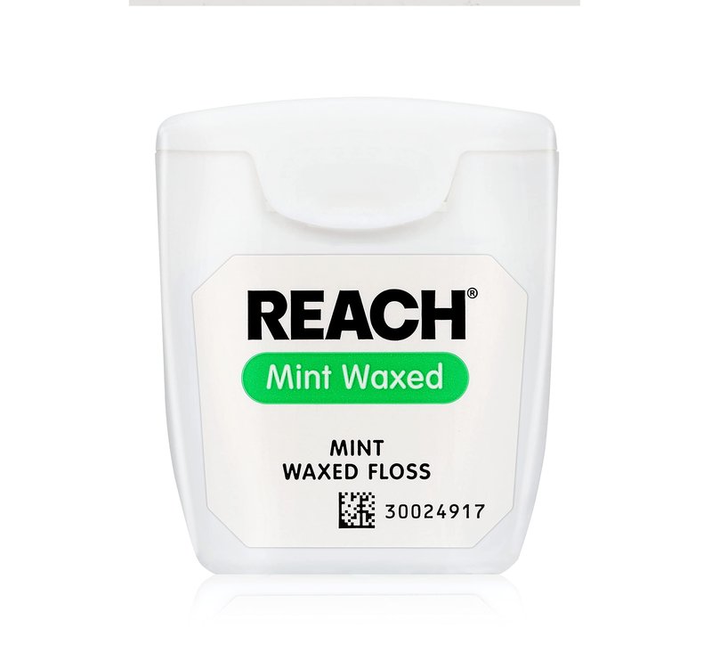 Reach, Waxed Dental Floss, Mint, Plaque Remover for Teeth, Shred Resistant, Floss Slides Smoothly, Easy to Use, Waxed, Deep Cleaning Teeth, Oral Care, Pfas Free, for Adults and Kids, 55 yd, 1 Count
