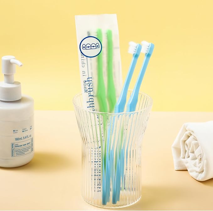 WLLHYF End Tuft Toothbrush, 4PCS Nylon Soft Bristle Tiny Small Tooth Brush, Hard to Reach Areas Dental Detail Cleaning for Adults-Around Crowns Bridges Implants