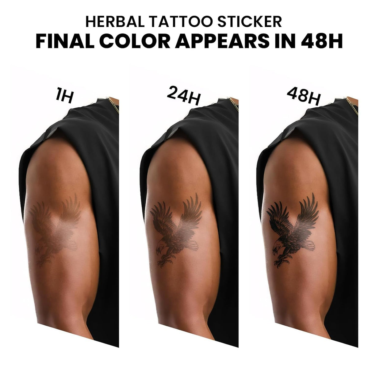 UBICA Semi Permanent Tattoos, 2 Sheets Large Realistic Temporary Tattoos for Men, Fake Tattoos for Arm Back, Waterproof, No Reflective, Lasts 1-2 Weeks (Mythical Angel Wing & Cards Win Designs)