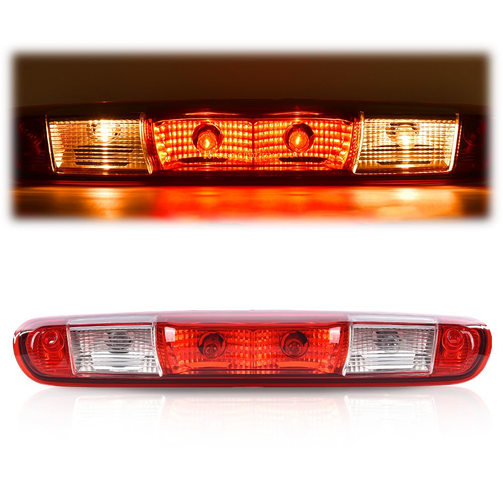 LQI 3rd Third Brake Light Lamp W/Bulbs Compatible with Chevy Silverado/GMC Sierra 1500 2500HD 3500HD 2007-2014, High Mount Stop