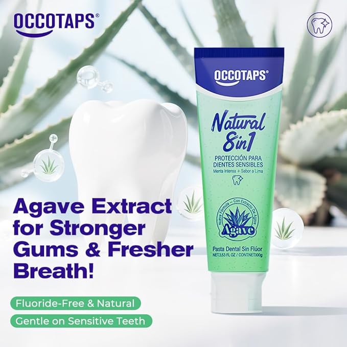 Agave Sensitive Toothpaste, Fluoride-Free Natural Whitening Toothpaste for Sensitive Teeth, Gentle Gum Care, Helps Remove Stains, Fresh Mint Herbal Formula, 3 Pk US Manufactured