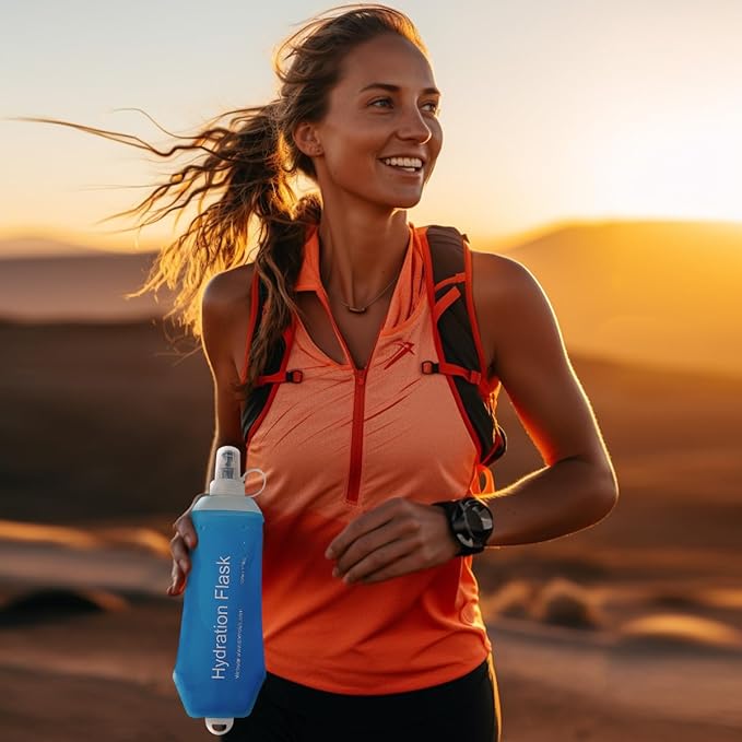 WILDREEDS 150ml Soft Flask, TPU Collapsible Soft Water Bottle for Hydration Pack, Running Vest, Folding Water Bottle for Hiking Cycling Climbing-2Pcs, Blue