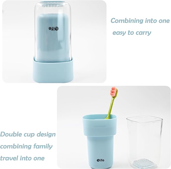 Travel Toothbrush Holder, Covered Toothbrush Cup Holders, Toothbrush and Toothpaste Travel Case, Toothbrush Storage Organizer Container for Traveling Bathroom(Blue)