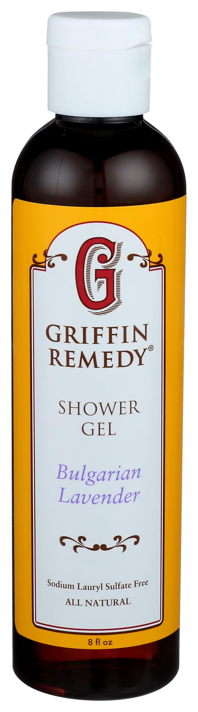 Griffin Remedy Shower Gel - All-Natural Calming Lavender Essential Oils and Organic MSM, Aromatherapy, Paraben Free, Sulfate Free 8 fl oz, 1 count