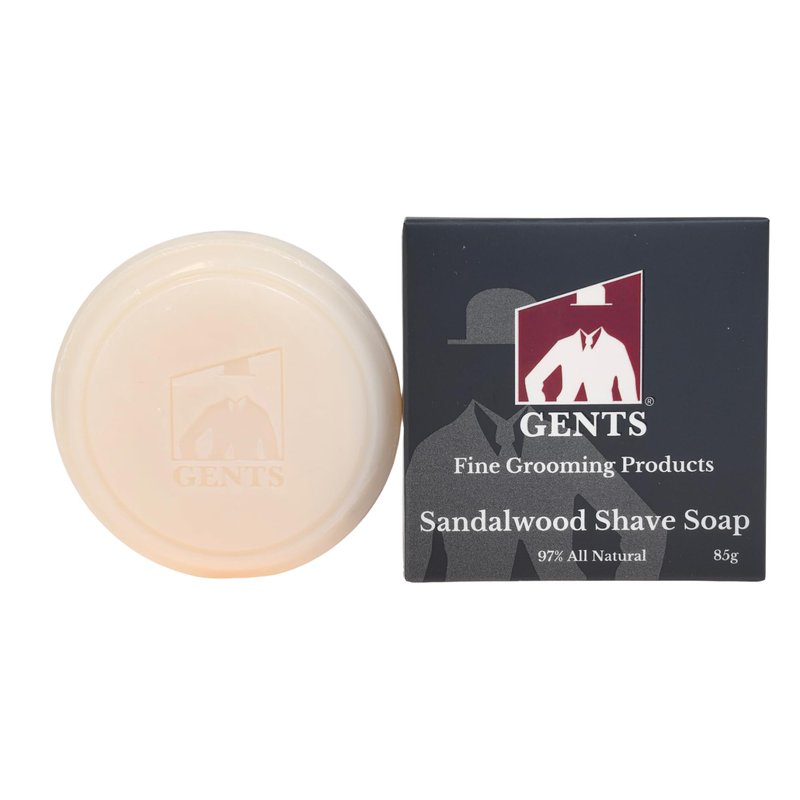 GENTS Men’s Sandalwood Shaving Soap - Natural Bar with Shea Butter & Glycerin for Rich Lather, 3oz