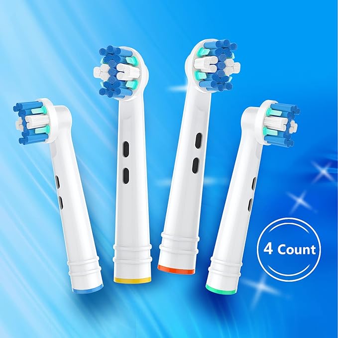 Replacement Toothbrush Heads Compatible with Oral B Electric Toothbrushes, 4pcs, Round Head for Vitality, for Pro Series, Refills for Braun Type 3756 3765 4729 DB4010 etc