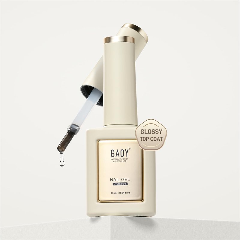 GAOY Glossy Gel Top Coat and Base Coat Set, 2 Pcs 16ml Glassy Top Coat and No Wipe Foundation Combination for UV Light Cure Gel Nail Polish