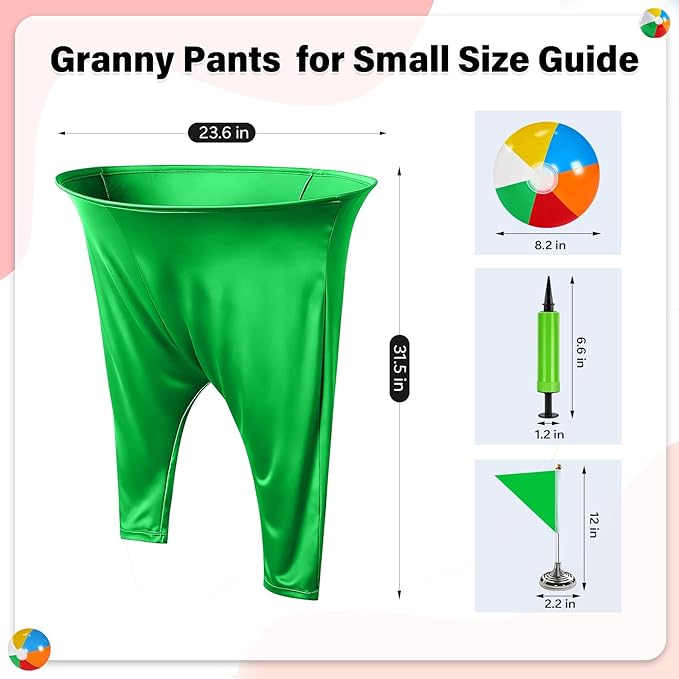 Granny Pants Yard Game for Kids (31.5 in *24 in), 2Pcs Granny Pants Outdoor Games with 10 Bouncy Balls, 2 Pumps & Flags, Granny Pants Game for Easter Carnival Party Gatherings(Small)