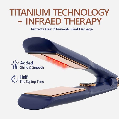 Titanium Flat Iron Hair Straightener | MIRACOMB Professional Straightening Iron Styler with Infrared Light for Straight and Smooth Styles|1.75" Premium 2 in 1 Styling Tool with Digital Heat Settings