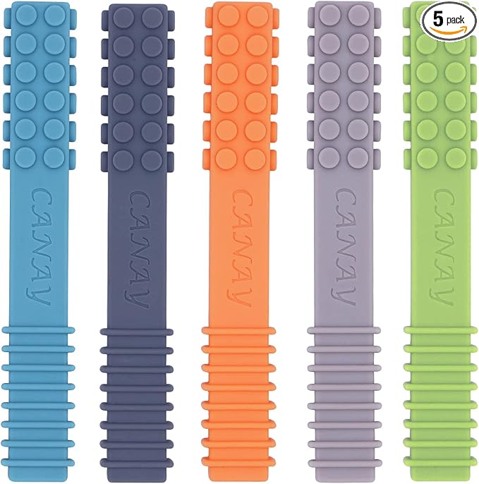 Sensory Chew Stick Toys (5 Pack) - Designed for ADHD, Autism, SPD, Oral Motor Stimulation, Special Needs - Extra Tough Sensory Oral Motor Chew Tool for Moderate Chewers (Standard - Moderate Chewer)