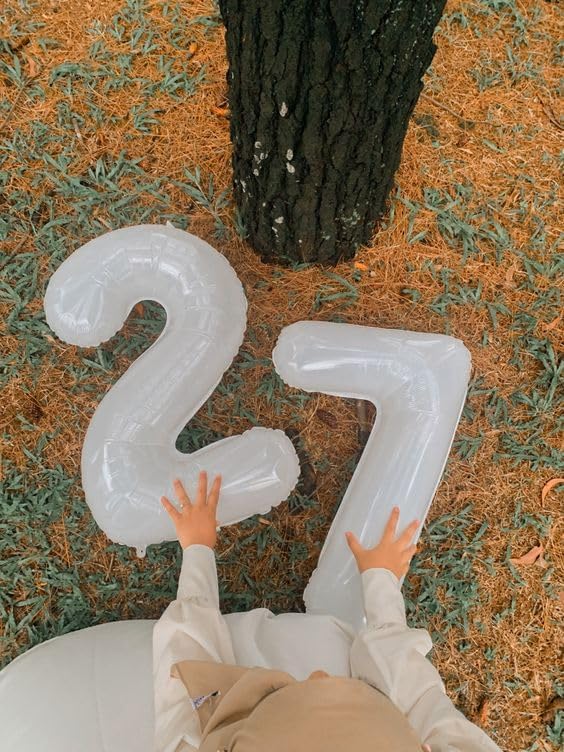 White Number 7 Balloon 40 Inch, 7 Balloon Number, 7th Birthday Decorations, White Party Supplies for Boys Girls
