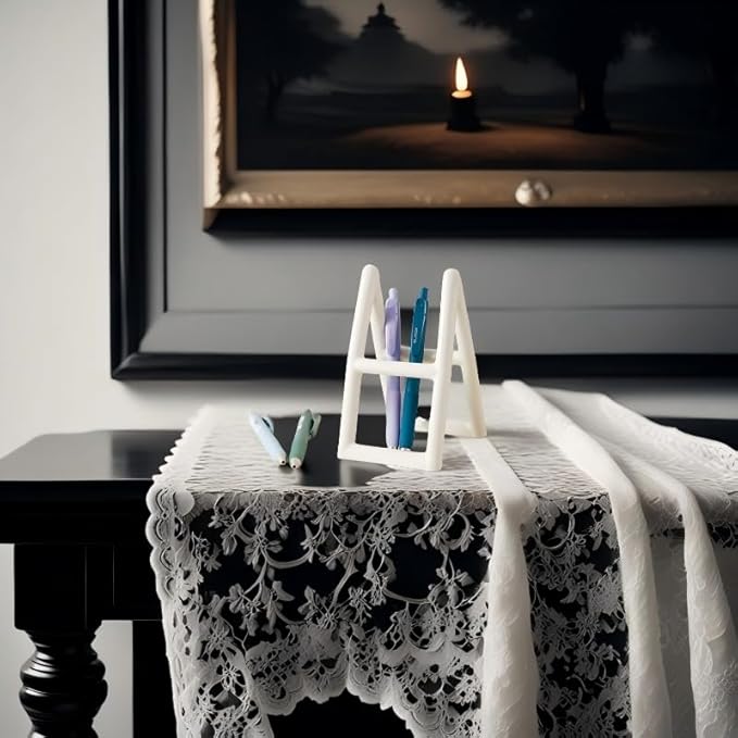 Handmade Ceramic Holder Stand for Toothbrushes, Makeup Brushes, and Pens - Minimalist Design for Bathroom Vanity and Countertops Decor (White)