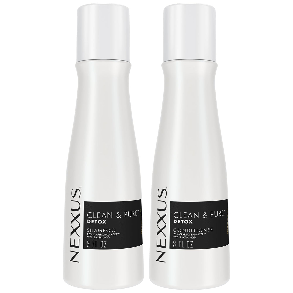 Nexxus Travel Shampoo and Conditioner, Clean & Pure – Hair Products with Elastin Protein and Marine Minerals, Sulfate-Free, 3 Oz Ea