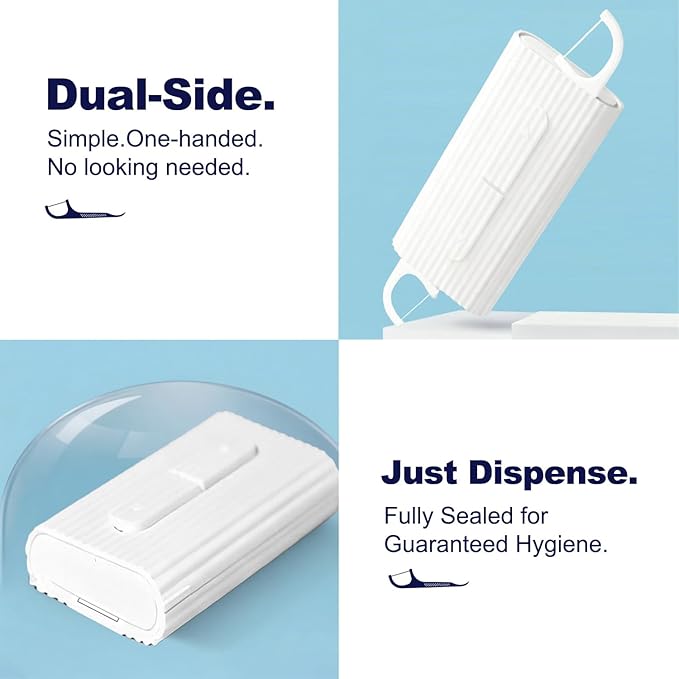 3 Bags of Dental Floss Picks & Dental Floss Case: Pop-Up Floss Pick Dispenser and Refill Bags, Portable Travel Organizer Case & Bulk Dental Floss Picks for Home and Travel Teeth Cleaning, Pink
