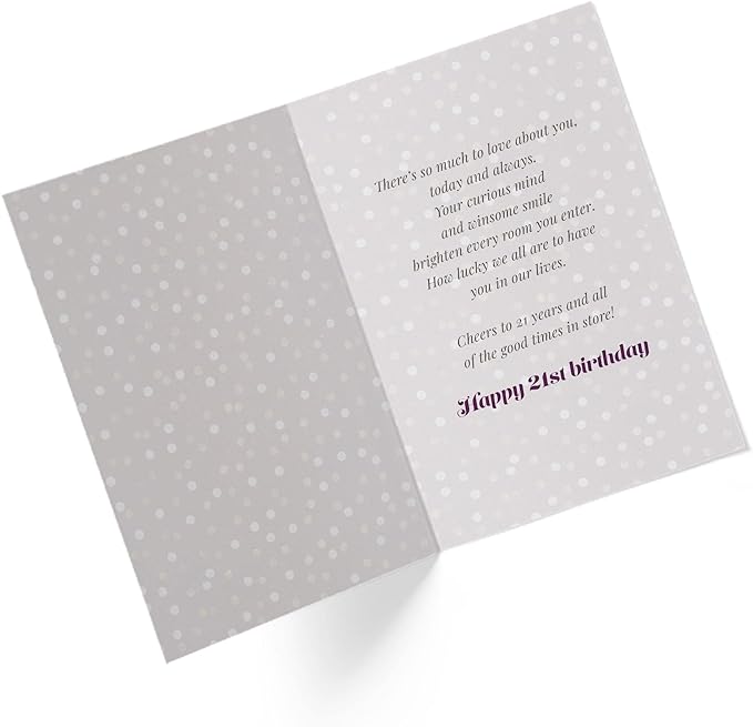 | Happy 21st Birthday Card | 5”x7.5” | (Single Card + Envelope)