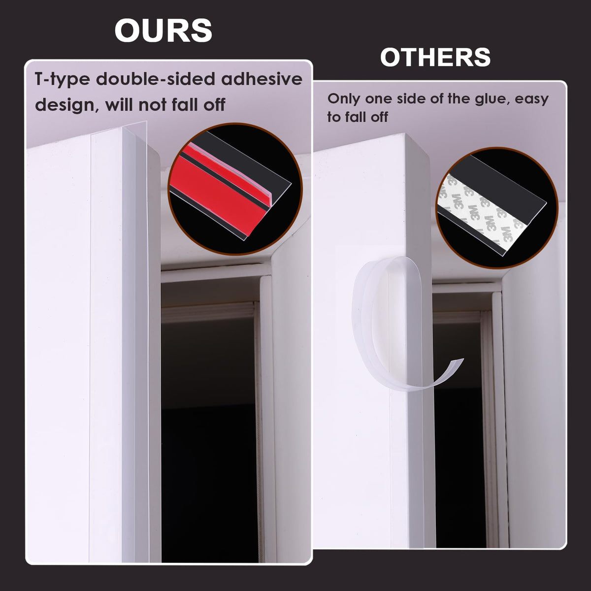 Benory 20Ft T-Shaped Silicone Weather Stripping Seal, Door Seal Tape for Doors and Windows, Blocks Cold Drafts and Reduces Noise
