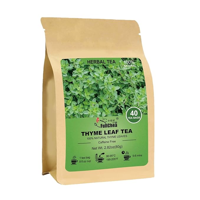 FullChea - Thyme Tea Bags, 40 Teabags - Premium Thyme Leaves - Non-GMO - Caffeine-free, Promote Overall Health, Support Digestion