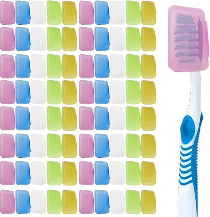 100PCS Portable Toothbrush Containers Travel Toothbrush Cap Cover Tooth Brush Caps Convenient for Travel, Home, Office and Hotel Use