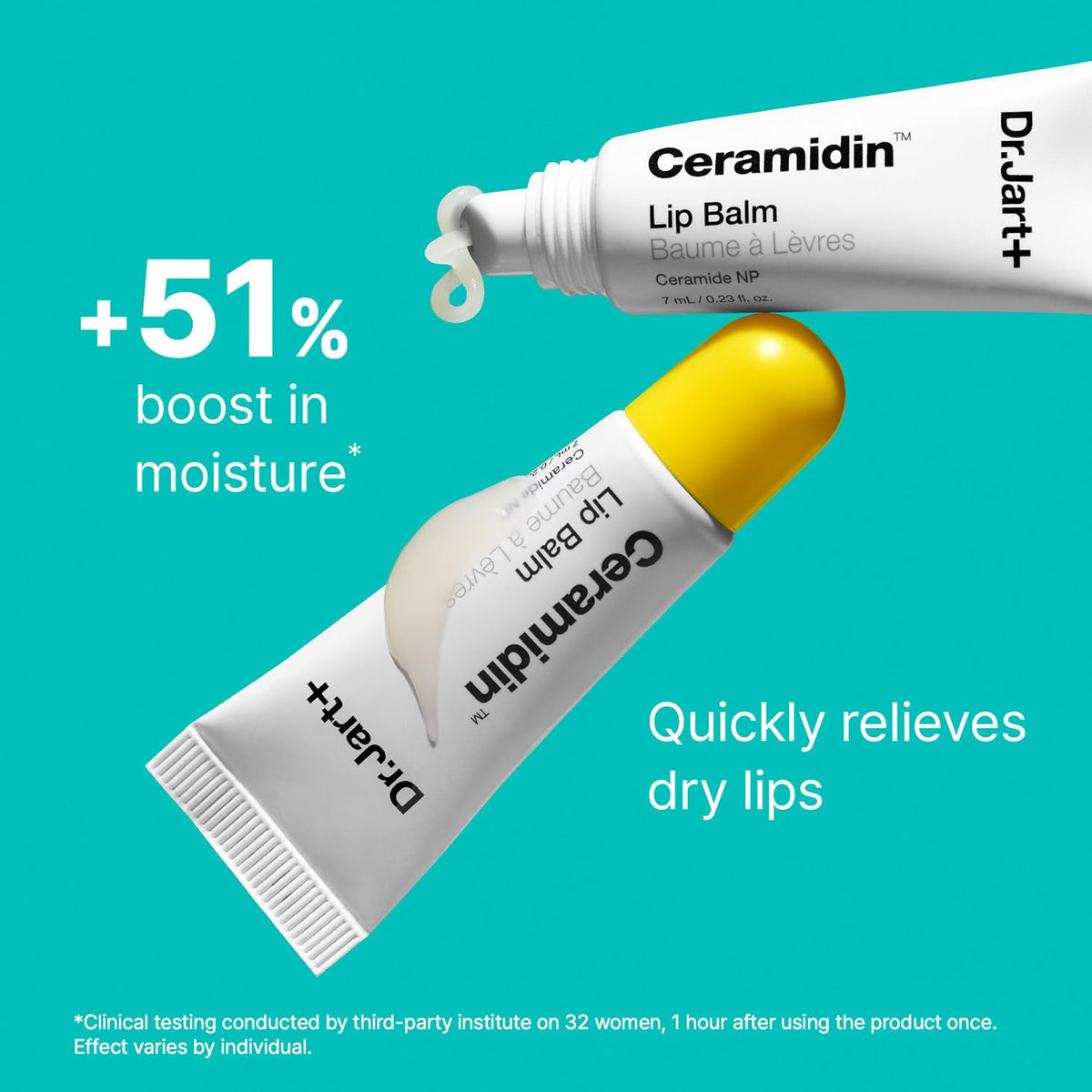 Dr.Jart+ Ceramidin Moisture Treats Korean Skin Care Ornament Gift Set, Travel Size Ceramide Face Moisturizer and Full Size Lip Balm for Hydration and Skin Barrier Repair, Limited Edition Holiday Set