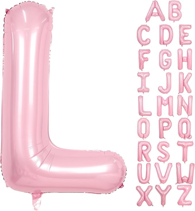 Pink Letter L Balloons,40 Inch L Letter Balloon Light Pink,A to Z Alphabet Helium Custom Pastel Letter Balloon for Birthday Anniversary Baby Shower Wedding Party Decorations