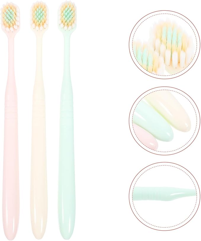 Soft Bristle Toothbrushes 3pcs, Extra Soft Bristles Wide Head, Adult Manual Toothbrushes for Gum Care and Home Use
