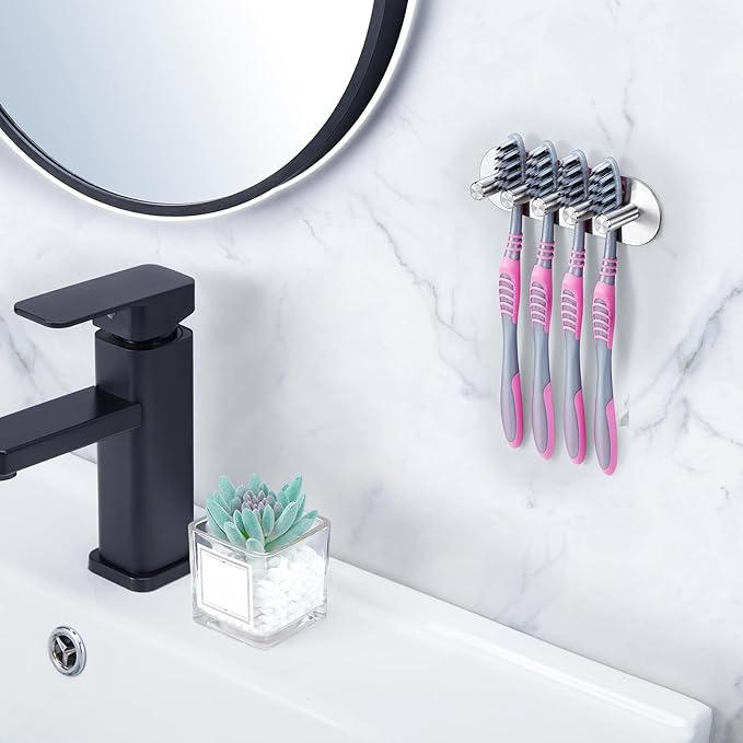 Electric Toothbrush Head Holder, Toothbrush Holders Wall Mounted, Adhesive Tooth Brush Head Holder Organiser, Electric Toothbrushs Holder, Shower Tooth Brushing Holder (Silver, Large)