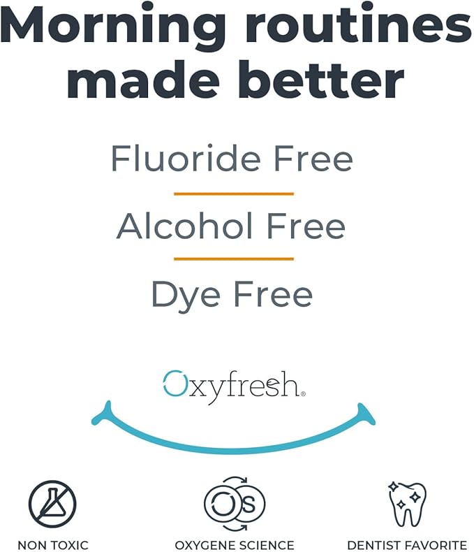 Oxyfresh Lemon Mint Fresh Breath Mouthwash – Bad Breath Treatment – SLS & Fluoride Free – Alcohol Free, Gentle Nonburning with Xylitol & Essential Oils – 16 Fl Oz