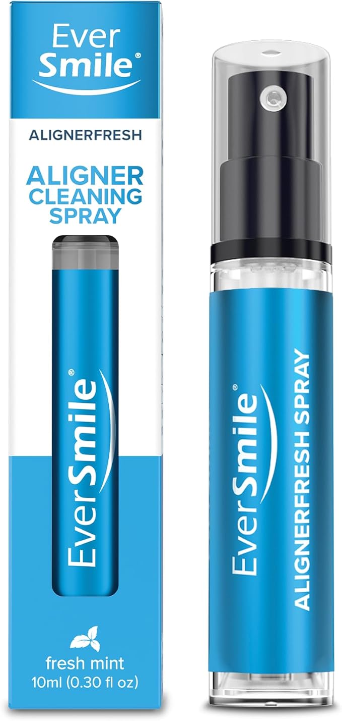 EverSmile AlignerFresh Cleaning Spray for Invisalign and All Clear Aligners and Retainers – On-the-Go Cleaning & Teeth Whitening, Kills Bacteria, Fights Bad Breath – Mint Flavor, 10ml (1 Pack)