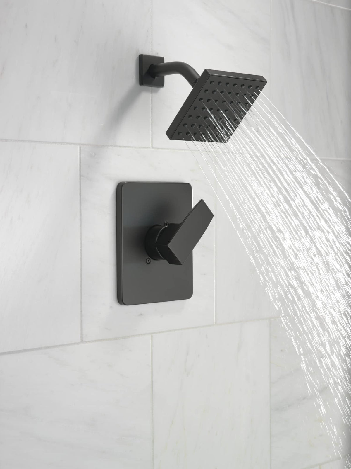 Delta Modern 14 Series Shower Faucet Set, Matte Black Shower Head and Handle Set, Valve Trim Kit, Matte Black T14267-BL-PP (Valve Not Included)