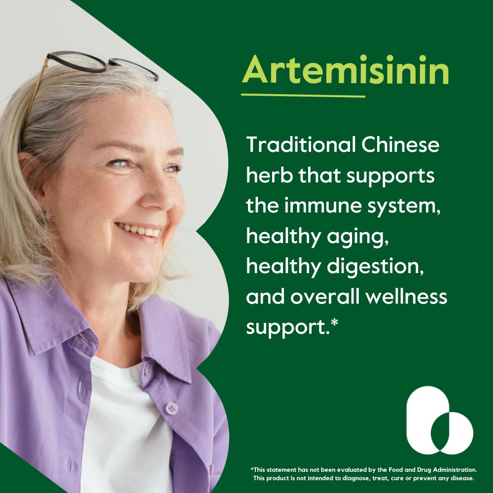 BESTVITE Artemisinin 500mg per Capsule (60 Vegetarian Capsules) - No Stearates - No Flow Agents - No Fillers - Vegan - Gluten Free - Non GMO