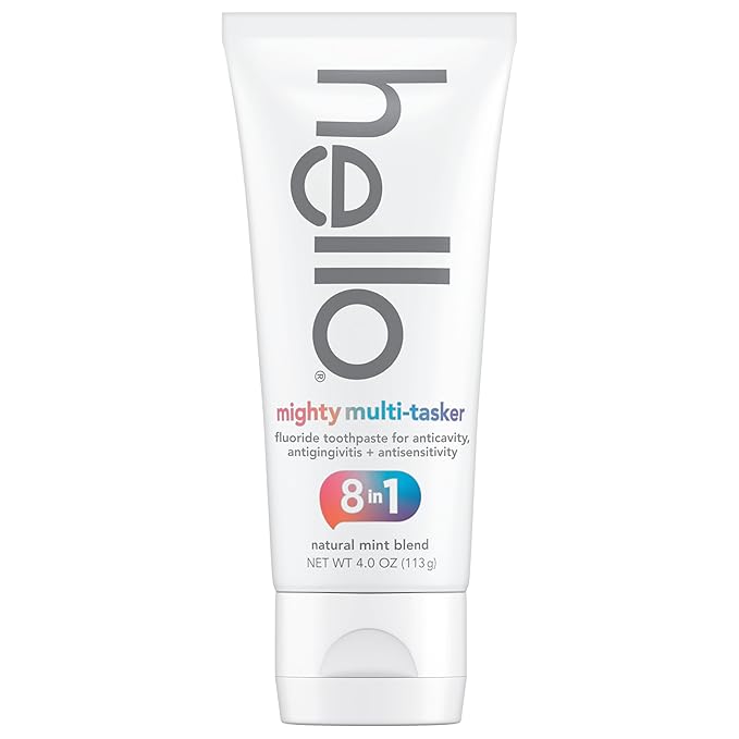 hello Mighty Multitasker Fluoride Toothpaste, 8-in-1 Toothpaste with Minty Flavor, Anticavity, Antigingivitis, Antisensitivity, Strengthens Enamel and Whitens, 4.0 Oz Tube