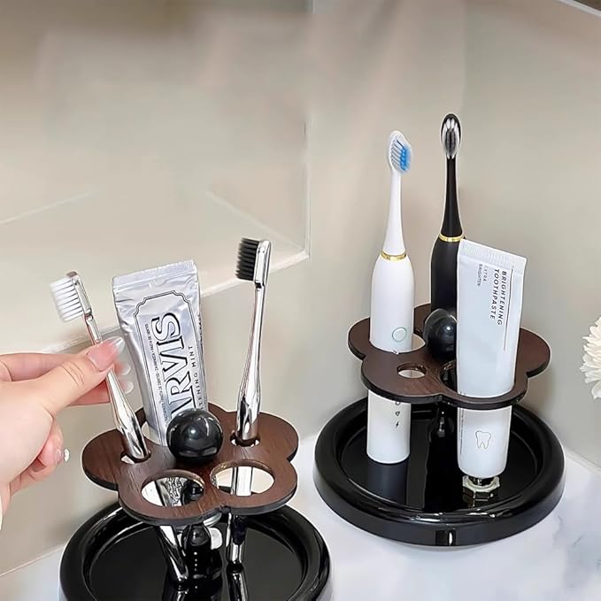 Makeup Brushes Organizer Set, Multi-Purpose Ceramic Bathroom Storage Rack for Toothbrush, Electric Toothbrush, Toothpaste (Cat paw Shape)