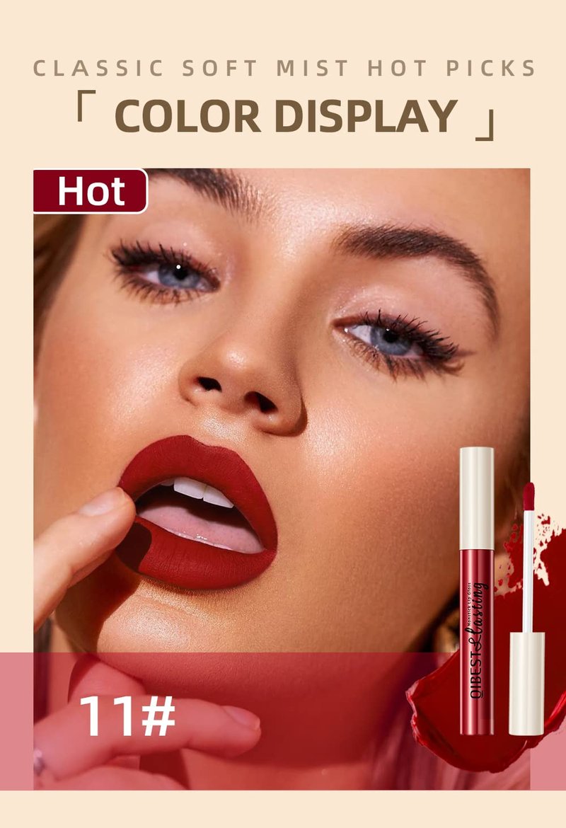 12Pcs Makeup Matte Lipstick Lip Kit, Classic Nudes & Bold Reds Lipstick Set, Non-Stick Cup Not Fade Liquid Lipstick Waterproof Long Lasting Durable Nude Lip Gloss, labiales mate 24 horas originale