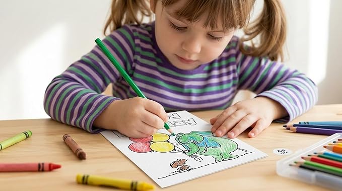 Stonehouse Collection | Kids Color-In Birthday Greeting Cards | Elephant Holding Balloons Design | Fun DIY Cards for Children to Personalize & Color Color Card and Envelopes (Balloons)