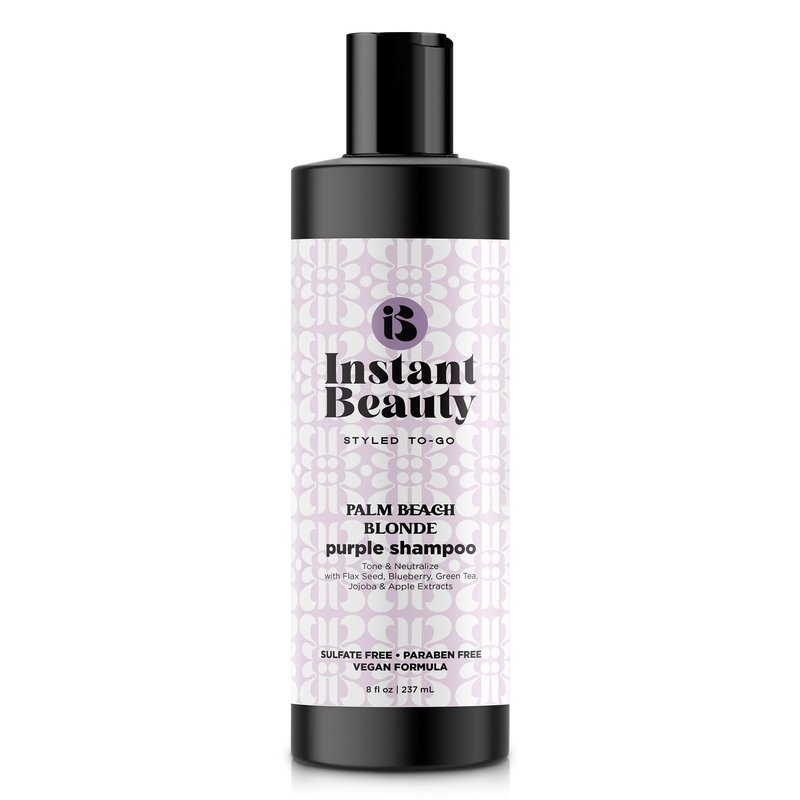 Instant Beauty, Palm Bleach Blonde Purple Shampoo, Sulfate-Free, Color Depositing for Blonde and Gray Hair