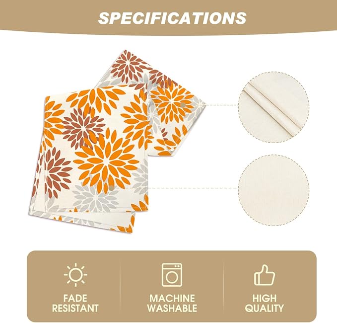 Artoid Mode Orange Dahlia Floral Pinnata Fall Table Runner, Seasonal Autumn Thanksgiving Kitchen Dining Table Decoration for Home Party Decor 13x36 Inch