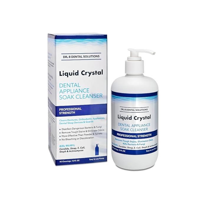 Dr. B Dental Solutions Liquid Crystal Soak Cleanser for Oral Appliances, Dentures, Night Guards, Aligners, & Other Devices