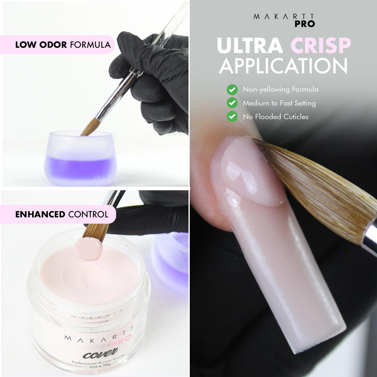 MakarttPro Low Odor Monomer, MMA Free, Made in USA, Non-Yellowing Professional Grade Formula, Beginner Nail Tech Friendly - Essential Acrylic Nail Supply for Nail Technicians (8 fl oz)