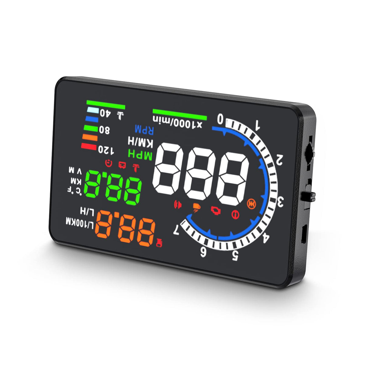 wiiyii Heads Up Display for Cars, Digital Speedometer for Car A8 with OBD Function, 5.5 Inch Large Screen, HUD Speedometer for C