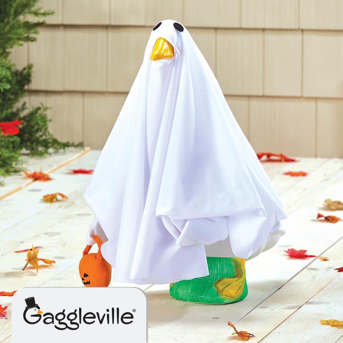 GAGGLEVILLE Ghost Goose Outfit, Fits Large 23" H Statue