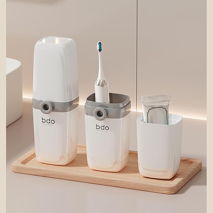 Toothbrush Travel Case Portable White Toothbrush Holders with Cover Leakproof Toothbrush & Toothpaste Holder for Traveling School Camping Business Trip Bathroom