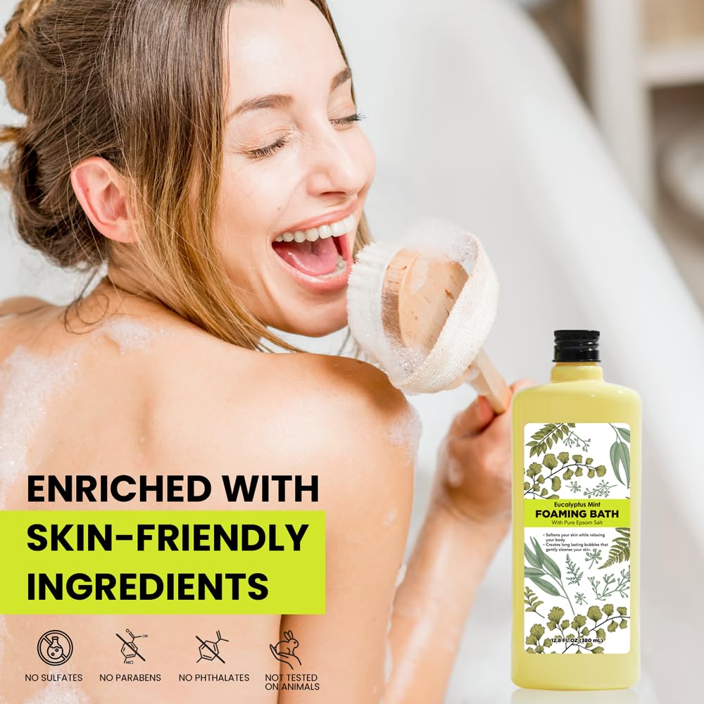 Bubble Bath for Women, Eucalyptus Mint Scented Bubble Bath Gifts Set, Foaming Bath Mother's Day Gifts for Mom, 51.2 fl oz (Pack of 4)