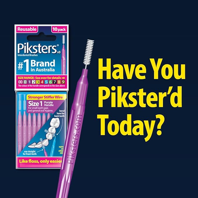 Piksters Interdental Brushes, 35 pk, Size 1, Interdental Tooth Brush for Tight Gaps, Gum Soft Bristles for Plaque Removal, Safe for Braces